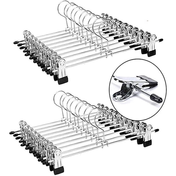 Heavy-Duty Pants Hangers, Chrome-Plated Manganese Steel Trouser Hangers with Non-Slip Rotatable Clips, Space Saving Design for Closet Organization (20 Pack)