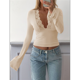 thumbnail image 4 of Blusas de Encaje con Cuello en V y Larga para Salir para Mujer Caqui L, 4 of 8