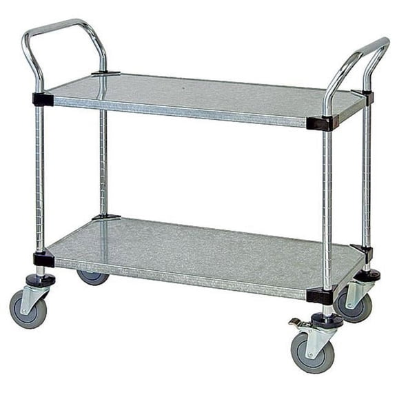Stainless Steel Utility Cart, 1 Wire & 1 Solid Shelf - 18 x 36 x 37.5 in.
