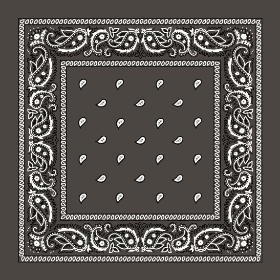 Dark Grey Paisley Bandana - Single Piece 14x14