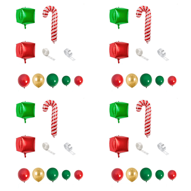 4X Christmas Balloon Arch Green Gold Red Box Candy Balloons Garland Cone Explosion Star Balloons