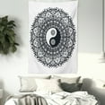 thumbnail image 3 of Ying Yang Tapestry, Bohemian Style Tao Symbol in Floral Mandala Design Mehndi Ethnic Asian, Wall Hanging for Bedroom Living Room Dorm Decor, 60W X 80L Inches, Charcoal Grey White, by Ambesonne, 3 of 5