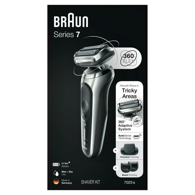 lidelse mulighed håndflade Braun Series 7 7025s Flex Rechargeable Wet Dry Men's Electric Shaver with  Beard Trimmer - Walmart.com