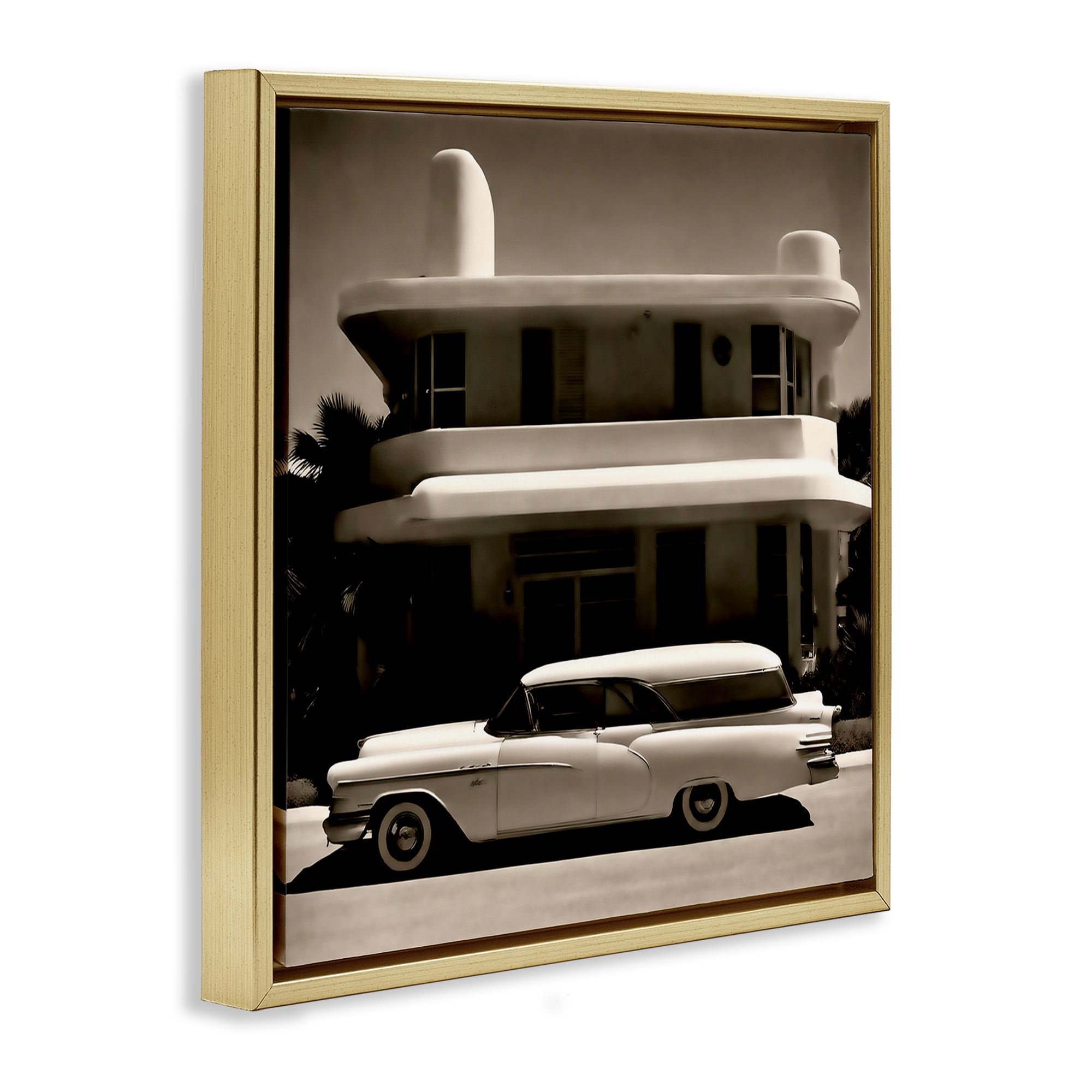 Stupell Industries Sleek Classic Car Transportation Painting Gold Floater Framed Canvas Art Print Wall Art, 25 x 25