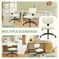 thumbnail image 6 of Armless Desk Chair, Home Office Chairs No Arms with Wheels, Leather Upholstered Cute Vanity Chair with Back Swivel Rolling for Bedroom Makeup Study Small Spaces, PU Cream Beige, 6 of 9