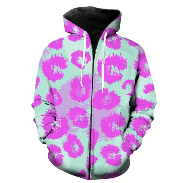 Sudadera con capucha y cremallera con textura de piel de animal para hombre y adolescente, con estampado 3D de hip hop, unisex, divertida, de manga larga, estilo Harajuku, para primavera y otoño