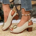 thumbnail image 4 of Dakaela Slingback Heeled Sandals for Women Fashion Open Toe Dressy Chunky Low Heels Wedge Casual Dress Pumps Shoes for Wedding Party Beige 6.5, 4 of 7