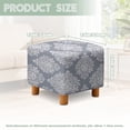 thumbnail image 3 of SCRAWLGOD Leaf Print Gray Ottoman Cover Square Stretch Ottoman Slipcover Thick Storage Footrest Stool Covers with Elastic Band Furniture Protector for Pets, 3 of 7