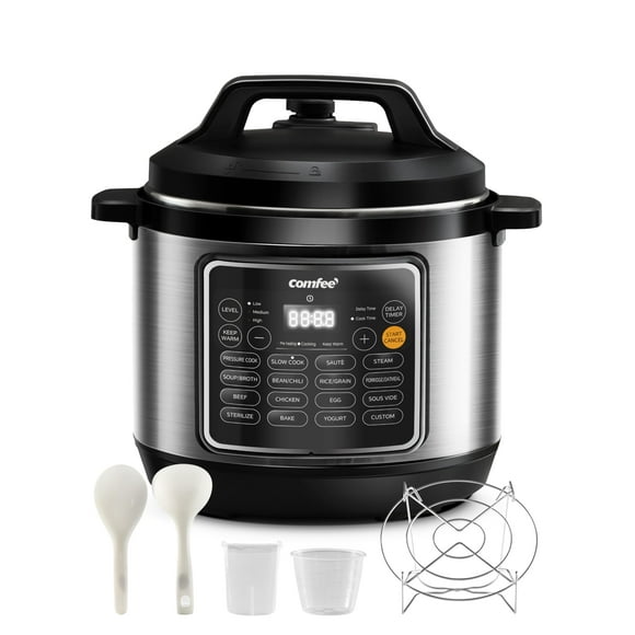 COMFEE' Olla a presión de 8 cuartos con 16 funciones de cocción, olla antiadherente Olla de Presion para hacer yogurt, olla arrocera, olla de cocción lenta, salteadora al vapor, olla interior de cerám