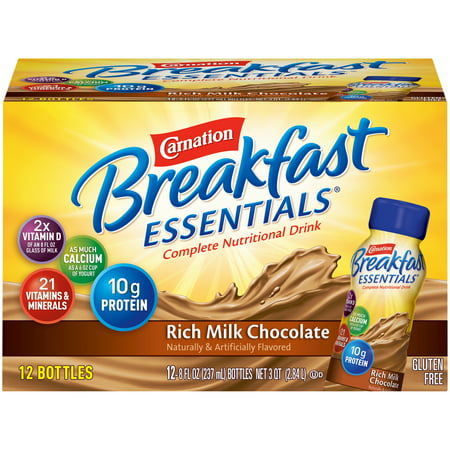 Carnation Breakfast Essentials Nutritional Drink, Rich Milk Chocolate, 8 Fl Oz, 12