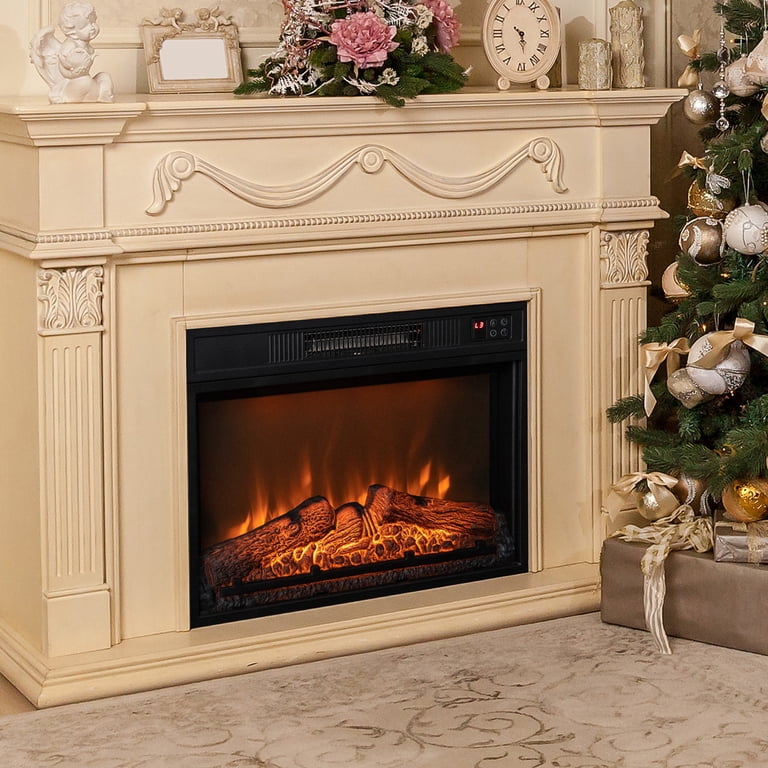 Costway 23 Electric Fireplace Insert Heater w/ Log Flame Effects Remote  Control 1400W - Walmart.com