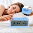 thumbnail image 3 of REGALWOVEN Small Digital Alarm Clock for Bedroom, Alarm Clocks with Big Numbers Display, Dimmable, Temperature, Snooze, 12/24H for Deep Sleepers Blue, 3 of 6