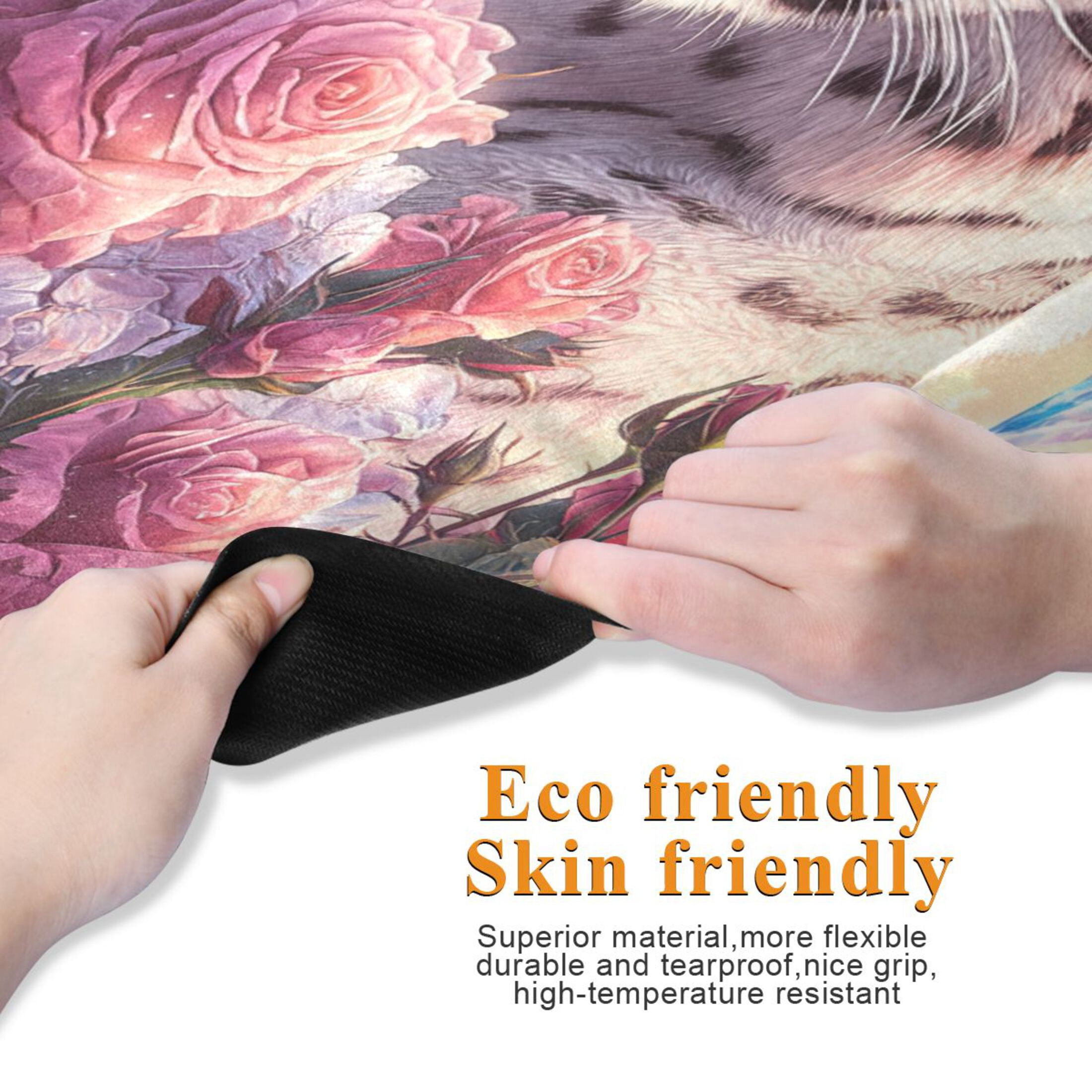 BZSMCE Yoga Mat Women Snow Leopard Roses Crystals Fitness Mat