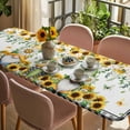 thumbnail image 3 of Sunflower Gnomes Table Cloths for 8 Foot Rectangle Tables, Spring Farmhouse Country Daisy Leaf Plaid Patio Waterproof Elastic Fitted Tablecloths, Washable Rectangular Table Cover for Camping, 3 of 8