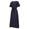 thumbnail image 6 of Cagogo Summer Polka Dots Flowy Swing Aline Empire Waist Maxi Long Sundresses for Women Curvy Dresses Under $5 Casual Loose Short Sleeve Crewneck Belt Sexy Black Shirt Dresses, 6 of 8