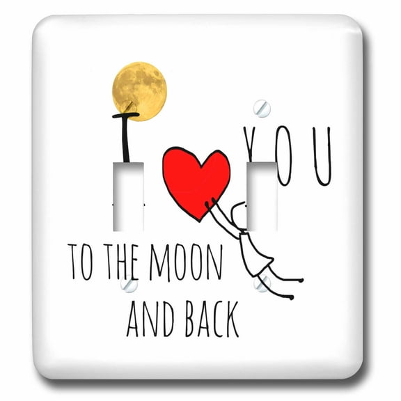 3dRose, Human form holds red heart, soars up. I love you to the moon and back, double toggle switch
