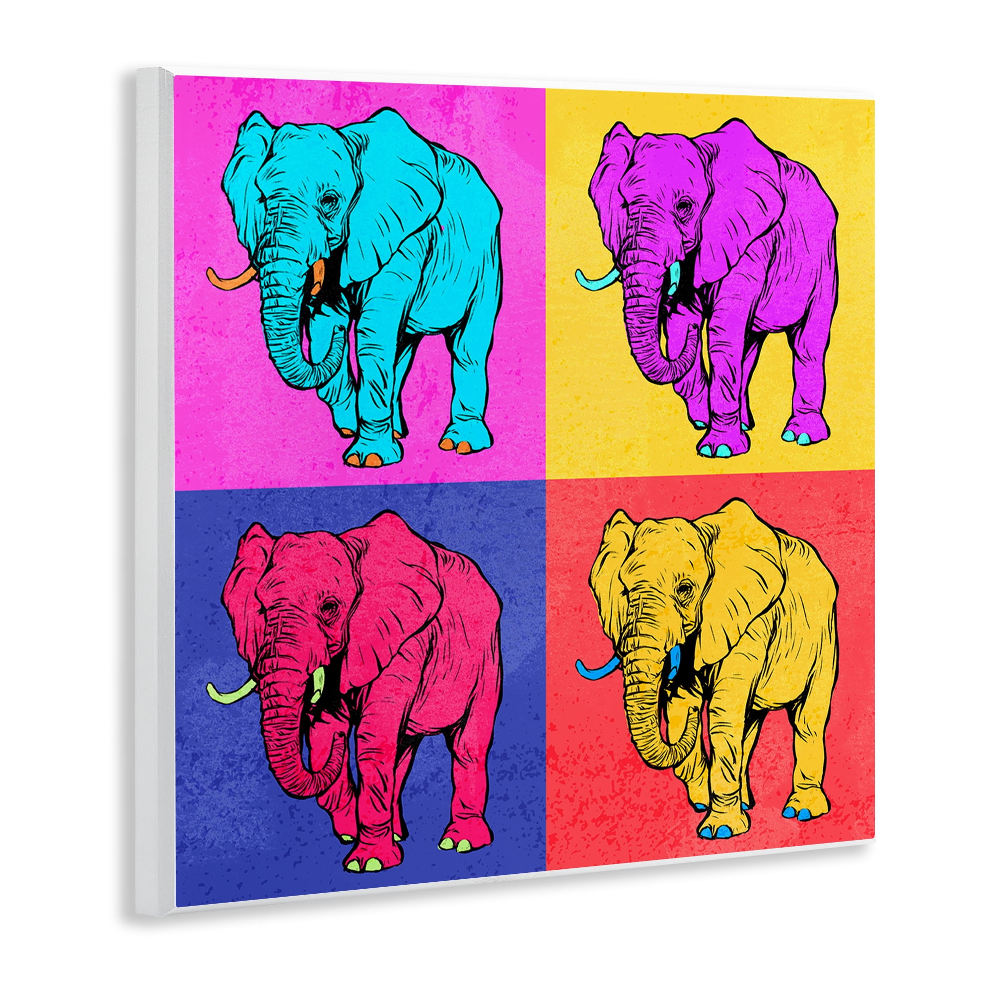 Stupell Industries Bold Pop Elephants Animals Painting Unframed Art Print Wall Art, 12 x 12