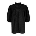 thumbnail image 4 of Jzuxvd Eyelet Tops for Women Summer Tops, Eyelet Blouse for Women Hollow Out Lace Top Embroidered Blouses, V Neck Button Puff Sleeve Black S, 4 of 5