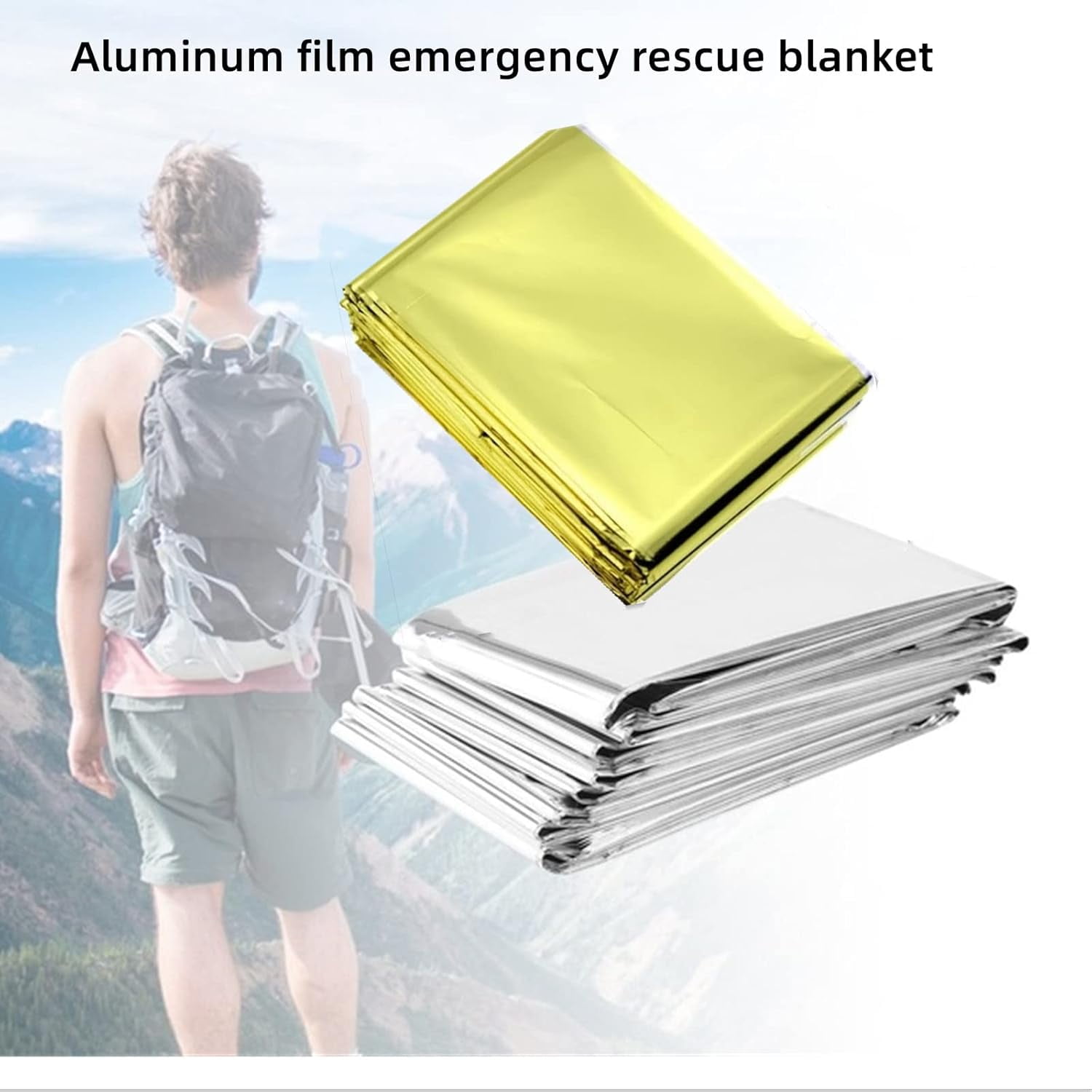 Emergency Mylar Thermal Blankets, Silver Gold Foil Survival Blanket Space Blanket Survival Kit for Outdoors, Camping, Hiking (20pcs)