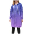 thumbnail image 2 of Long Hoodies for Women 2025 Fall Winter Long Sleeve Zip Up Gradient Hooded Sweatshirt with Pockets Jacket Coat, 2 of 7
