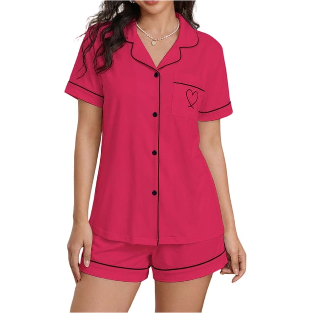 Womens Casual Rompers Summer Short Sleeve Polo V Neck Button Down Loose Fit Short Jumpsuits with Pockets