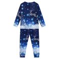 thumbnail image 3 of Renewold Leisure Blue Pajamas Set of 2 Reindeer Snowflake Scoop Neck Sweatshirt Elastic Waist Sweatpants Kids Christmas Casual Jogger Vacation Nightwear Size 3-4, 3 of 5