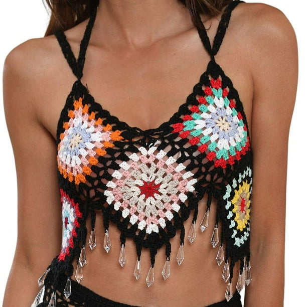 Crop Top Traje De BaÃ±o A Crochet Baño Vestido De BaÃ±o A