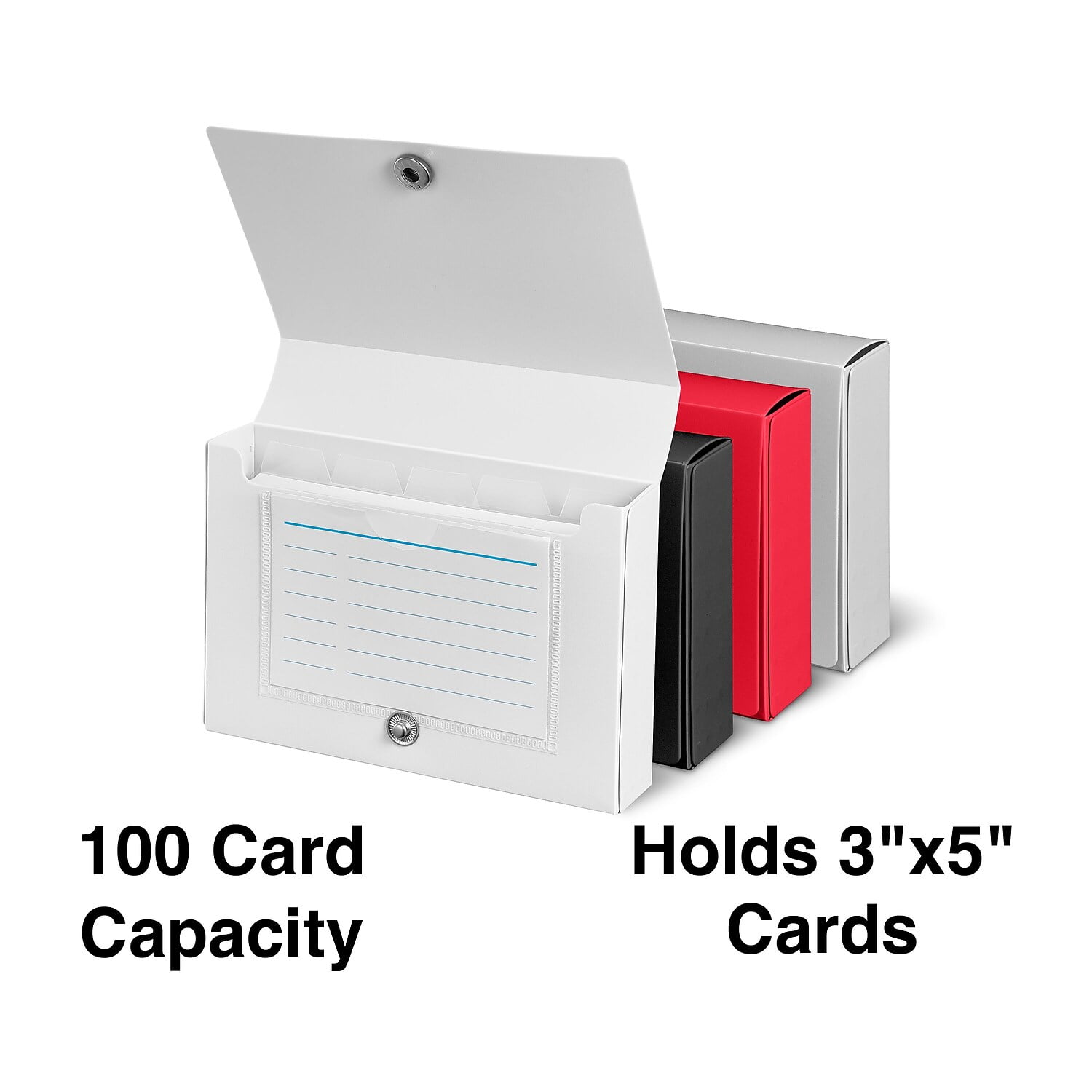 Index Card Case, Holds 100 3 x 5 Cards, 5.38 x 1.25 x 3.5, Polypropylene,  Assorted Colors - ASE Direct