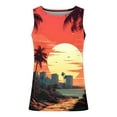 thumbnail image 4 of Penkiiy Hawaiian Tank Tops Men Summer Stylish Tropical Print Sleeveless T Shirt Workout Beach Vest Round Neck Casual Tee 3XL Orange, 4 of 4