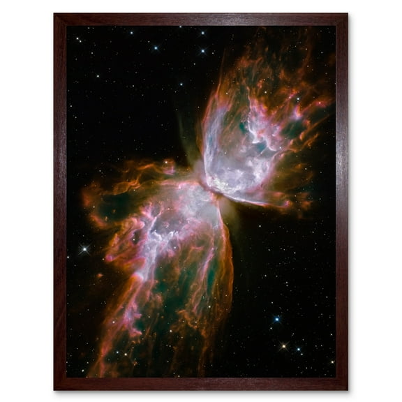 Hubble Space Telescope Image Celestial Butterfly Emerges From Stellar Demise In Planetary Nebula NGC 6302 Red Glow Dying Star In Milky Way Galaxy Art Print Framed Poster Wall Decor 12x16 inch