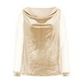 thumbnail image 4 of Qulqfy Women Tops Cowl Neck Velvet Mesh Beige Long Sleeve Shirts Tunic Elegant Blouses Spring Tops for Women L, 4 of 8
