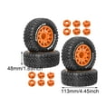 thumbnail image 4 of lionlar 4 Pcs Accessoires de Bricolage Modèle de Rechange Pneus de Roues RC pour 1/10 Orange, 4 of 5
