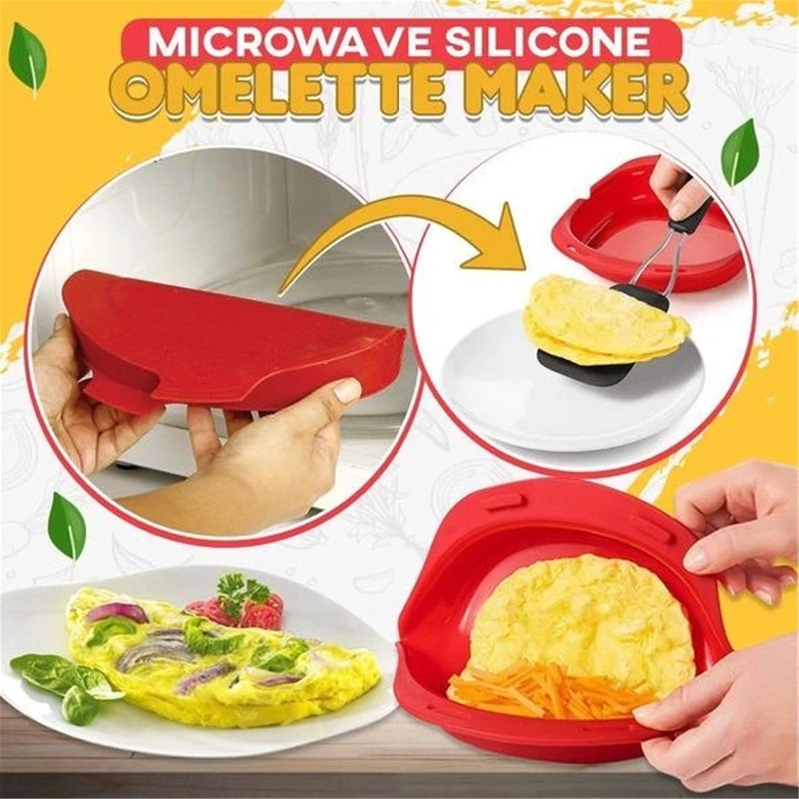 ApTimcity Silicone Omelette Maker,Microwavable Omelet Maker,Nonstick Egg  Roll Baking Pan,Quick& Easy Breakfast/Lunch/Dinner Baking Tool,Dishwash Safe