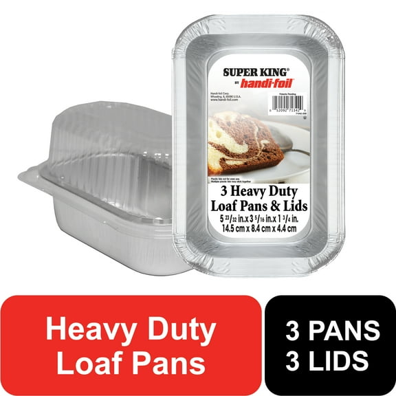 Handi-Foil 5.7" x 3.3" Aluminum Mini Loaf Pans with Lids, 3 Count