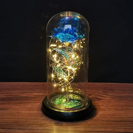 

The Beast Red Rose Flower In Glass Dome Wooden Base For Decorate Valentine s Day Gifts Christmas LED Rose Lamps