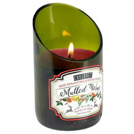 BESTChoiceForYou Mulled Cabernet Scented Candle Wine Bottle Green Glass Holiday 40 Hr Burn Time Home