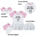 thumbnail image 2 of Pack of 2, My First Rock Shirt & Born to Rock just like my daddy Funny Dresses For Baby, Newborn Babies Skirts, Infant Princess Dress, Toddler Frocks (Pink Raglan Dresses, 0-6 Months), 2 of 5