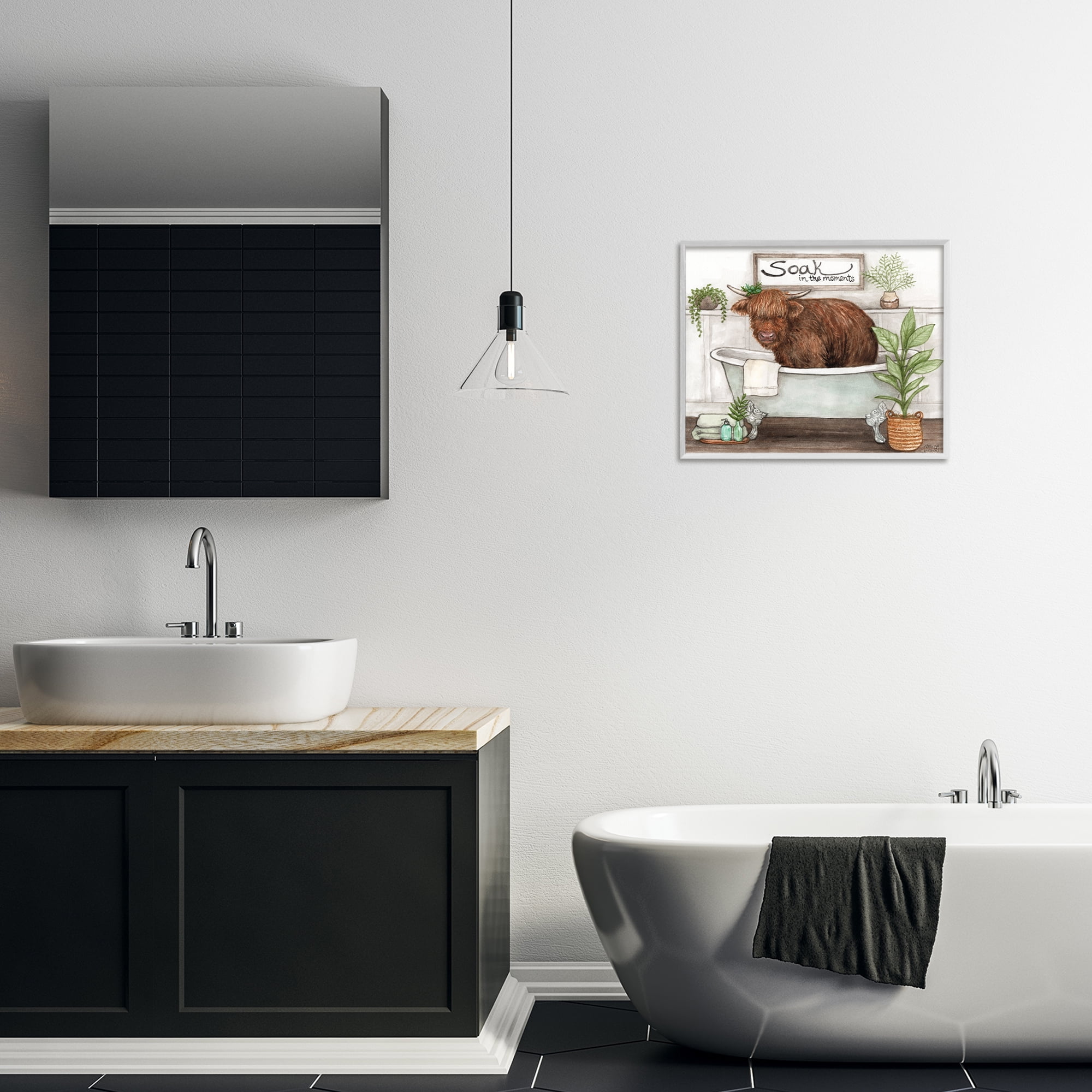 Soak In Moments Cattle White Framed Giclee Art, design by Melinda Hipsher