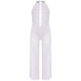 thumbnail image 2 of iiniim One Piece Rompers Overall for Girls Rhinestones Dance Bodysuit Disco Party Wide Leg Pants Playsuit White 14, 2 of 4