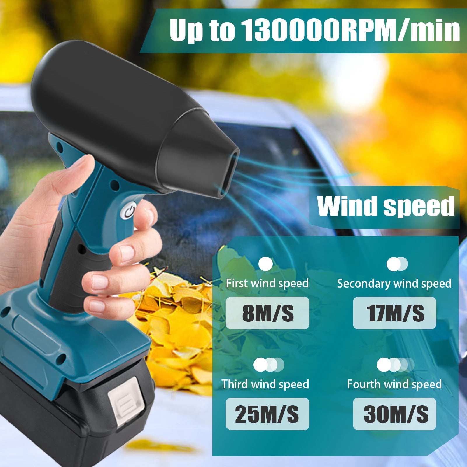 NFTIGB Mini Jet Blower 130000RPM Handheld Turbofan Car Dryer, Cordless Air Duster for 18V BL1830 BL1850 Series Li-ion Battery, Includes 2 Nozzles (8.27 inches / 21 cm)