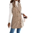 thumbnail image 1 of Vestido de Mujer Color Caqui con Bloques de Color, Otoño, Larga, Rayas, Blazer Falso para Mujer. Caqui M, 1 of 10