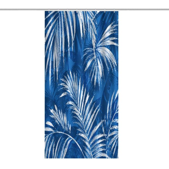 RKSupls Waterproof Shower Curtain, Blue Palm Leaf Sketch Polyester Shower Curtain with Hooks for Chic Elegant Home Bathtub Bathroom Decor Washable