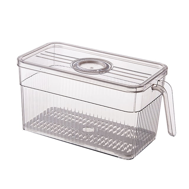 Caja de Almacenamiento para Refrigerador, Cronometraje, Caja Organizadora de Alimentos Frescos con Asa, Material Transparente, Color de Foto