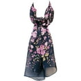 thumbnail image 3 of Wrapables® Lightweight Floral Spring Chiffon Scarf, Floral Navy, 3 of 6