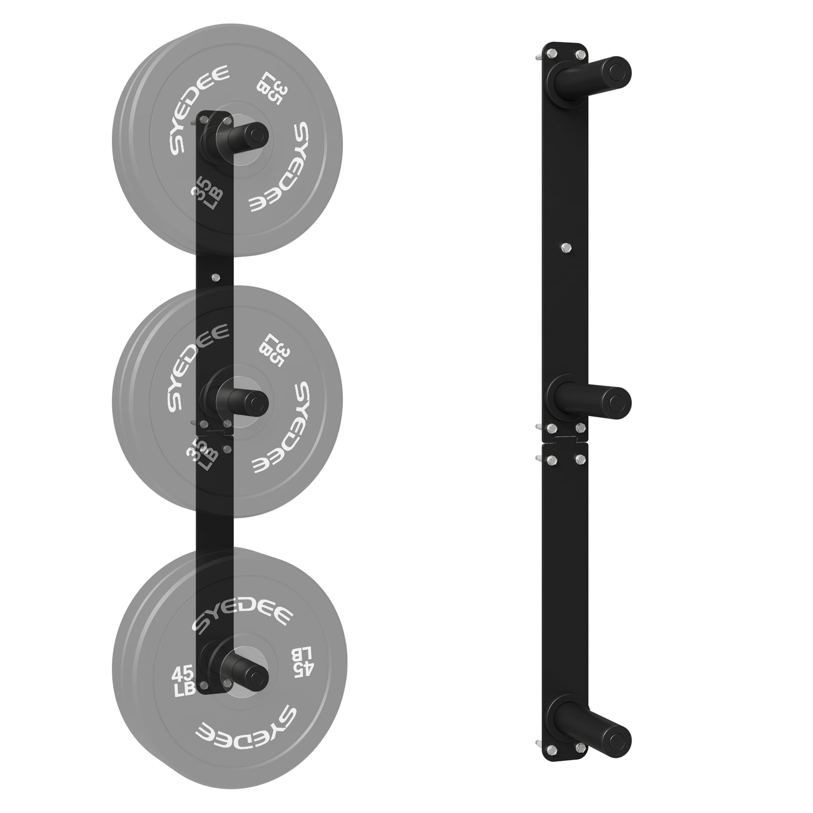 syedee Wall Mounted Weight Plate Storage Rack, 3Peg WallMounted