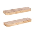 thumbnail image 4 of Kate and Laurel Burlock Modern Burlwood Floating Shelves, Set of 2, 24 x 6, Burlwood, Transitional Functional Kitchen or Bathroom Shelves for Above Toilet Storage or Dorm Room Display, 4 of 9