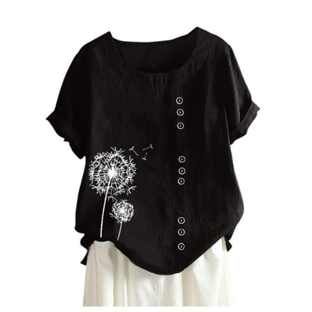 

Qufokar Pajama Shorts for Women Womens Long Sleeve Cotton Shirt Loose Tanic Daily Plus T-Shirt Blouse Boho Tops Linen Casual on Size Womens Women S Blouse