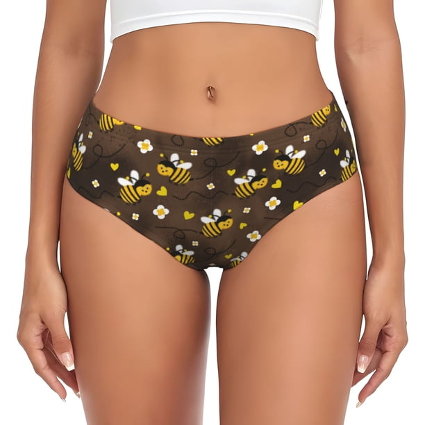 Balery Flying Furry Honey Bees Ropa Interior de Algodón para Mujer con Dibujo – Braguitas Cómodas y Elásticas, Estilo Clásico-Medium