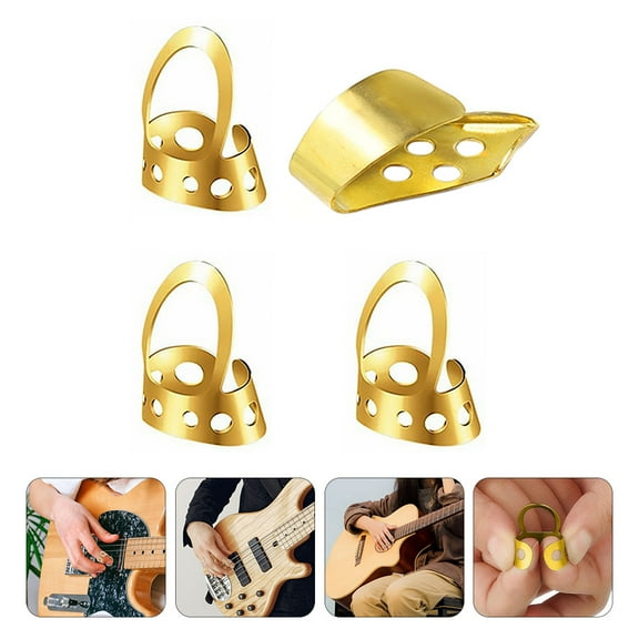 MUSEYA 4Set Banjo Finger Picks Stainless Steel for Instrument Learners