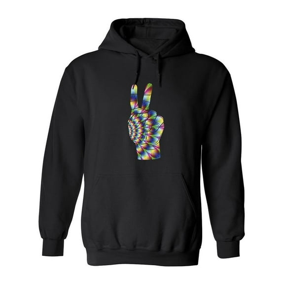 Colorful Peace Hand Sign Hoodie Men -SPIdeals Designs, Male XX-Large